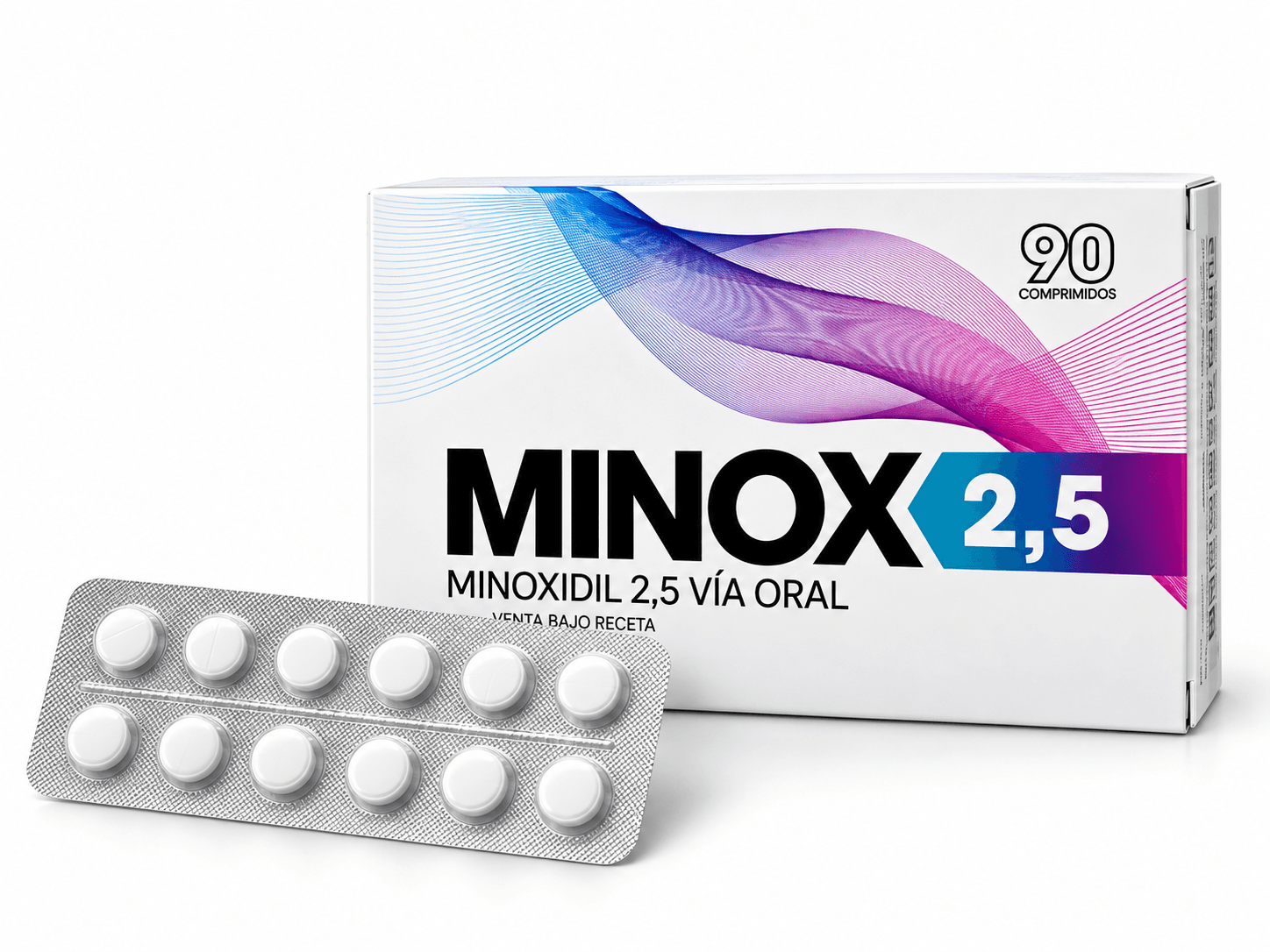 Minox 2,5 — Minoxidil oral 2,5 mg — 90 comprimidos